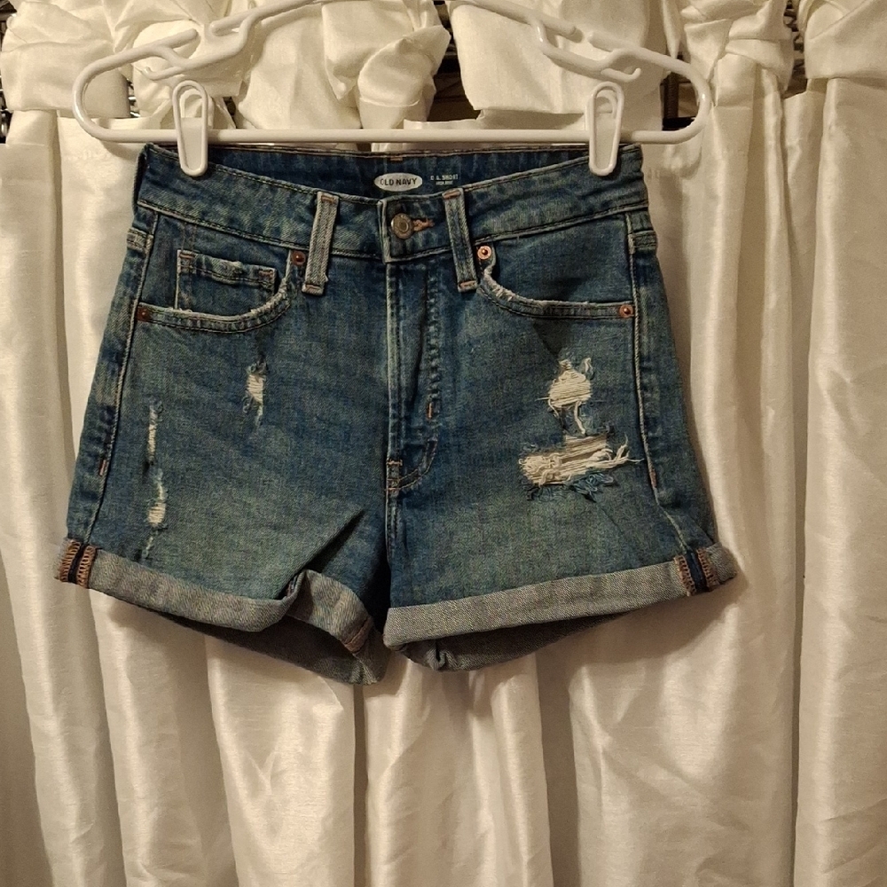 Old Navy Denim Blue Distressed Women Shorts 0 💛💛💛💛